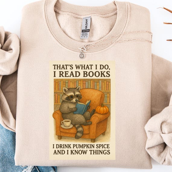 Raccoon Book Lover Sweatshirt: Funny Bookworm Reading Pullover