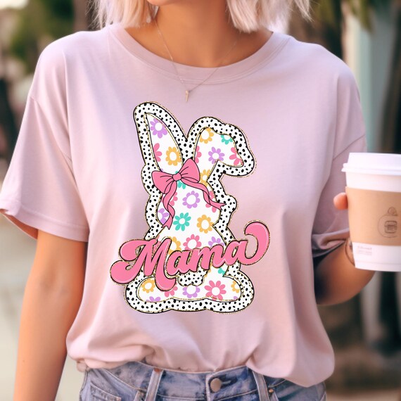 Girly Bow Coquette Easter Bunny Mama T Shirt, Gift for Easter Mom Pink  Bow Mama Shirt, Easter Bunny Top Easter Gift for Mama