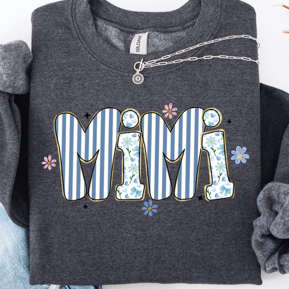 Floral Striped Mimi Sweatshirt: Cozy Grandma Gift