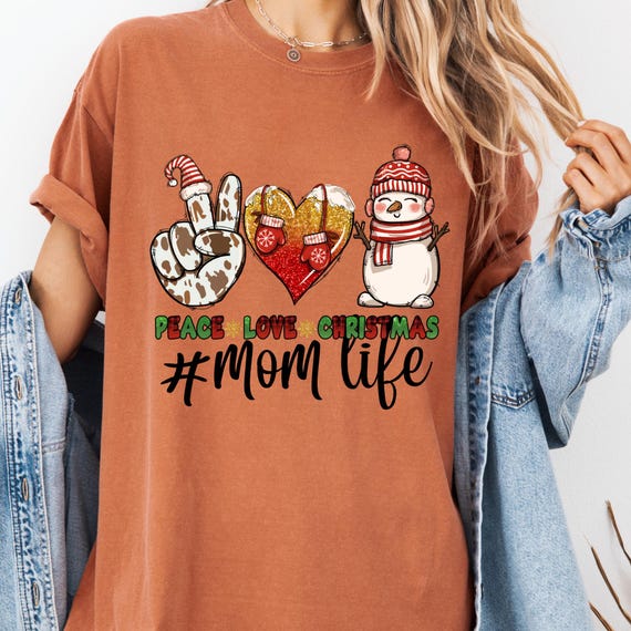 Peace Love Snowman Christmas Tee - Mom Xmas Life Shirt