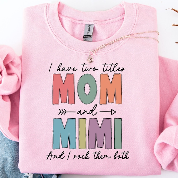 Retro Mom and Mimi Shirt for Family, Two Titles Tee Gift for Grandmothers