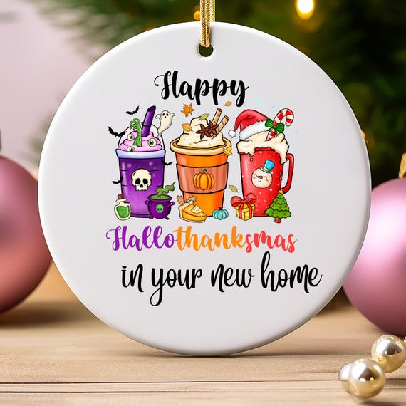 Iced Coffee Ornament: HalloThanksmas Holiday Decor, New Homeowner Gift