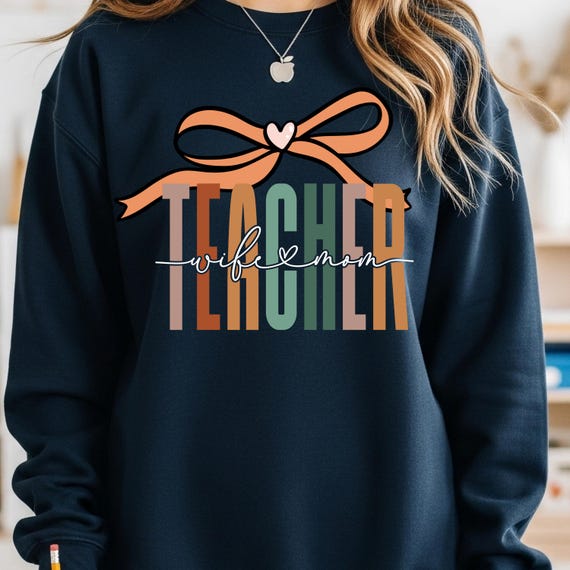 Teacher Bow Design Shirt, Teacher Appreciation Sweatshirt