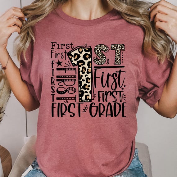Leopard Print First Grade Teacher Shirt: Soft Cotton Tee