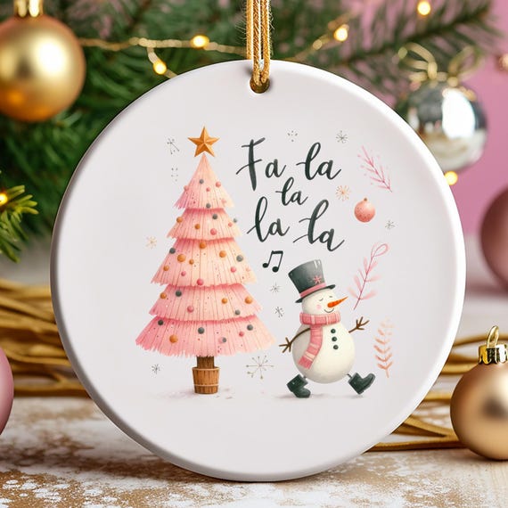 Pink Christmas Snowman Ornament: Festive Holiday Tree Decoration