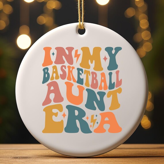 Basketball Lover Aunt Ornament Gift, Aunt Basketball Gift, Family Tree Decoration, Sports Fan Christmas Ornament, Metal Ornaments