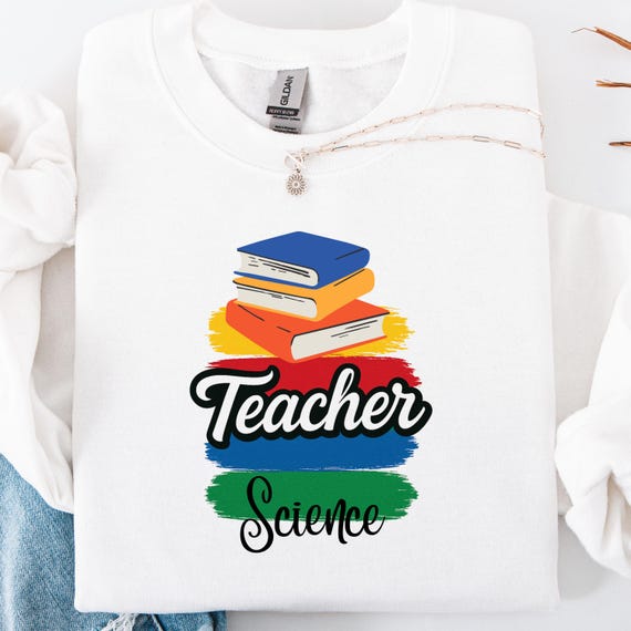 Science Teacher Retro Sweatshirt, Gift for Book Lover Teacher, Teacher Groups, Brushstroke Style Unisex Crewneck Sweatshirt