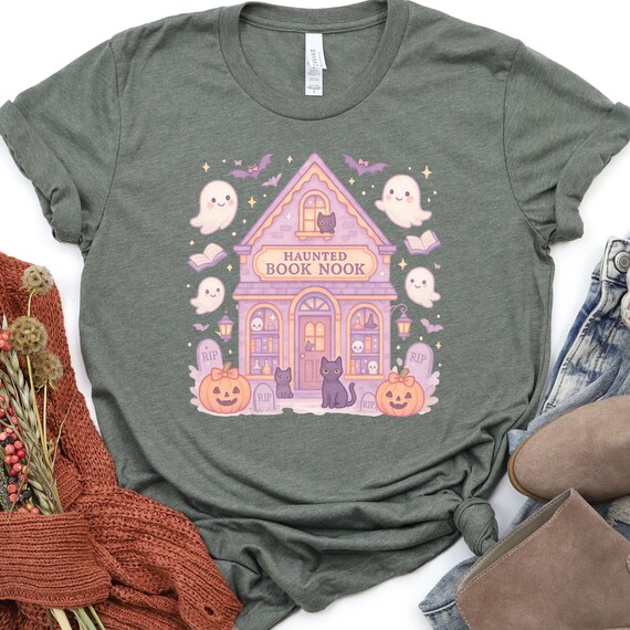 Haunted Book Nook T-Shirt: Halloween Bookworm Gift