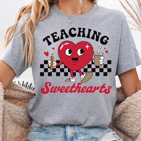 Teaching Sweethearts Shirt for Teachers, Cute Heart Tee Gift for Educators