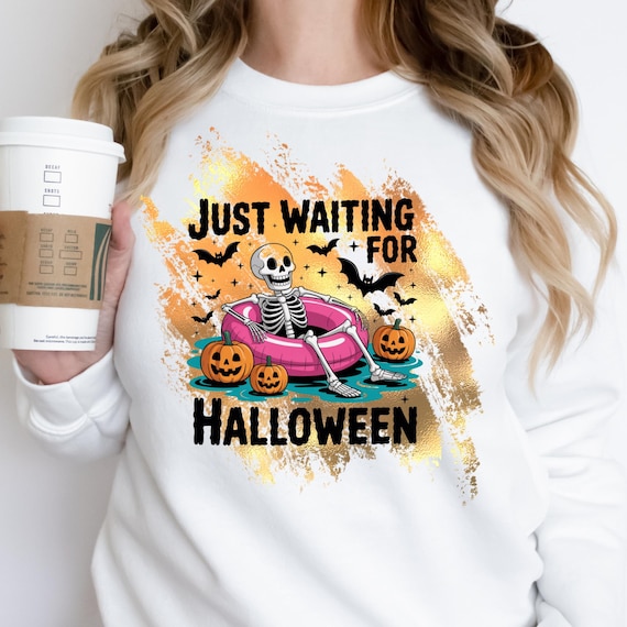 Halloween Skeleton Sweatshirt, Unisex Sweatshirt Halloween Gift, Brushstroke Sweatshirt Crewneck Sweatshirt, Halloween Lover Gift