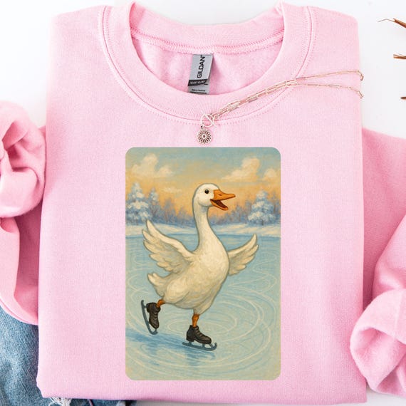 Ice Skating Goose Shirt, Funny Winter Sweatshirt