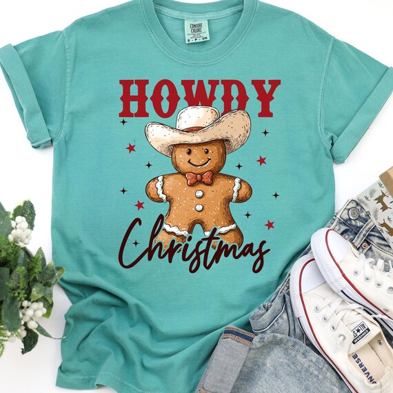 Cowboy Christmas Shirt for Holiday Lovers, Western Gingerbread gift Tee