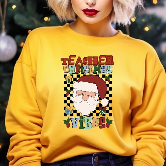 Teacher Vibes Xmas Shirt Teacher Vibes Xmas Gift ,Xmas Teacher Vibes Shirt Merry Christmas , Teacher Santa Shirt Xmas Coffee Teacher,