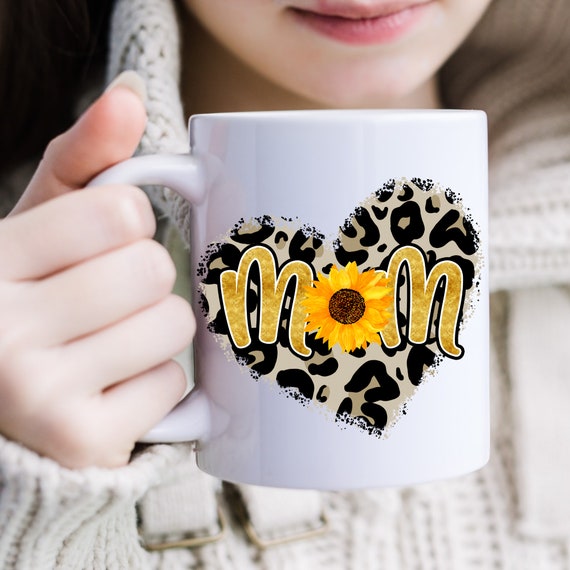 Leopard Print Mug Leopard Print Gift, Animal Print Mug Mom Leopard Mug, Leopard Print Cup Leopard Coffee Mug,Sunflower Mom mug Gift For Her