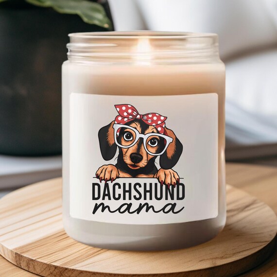 Dachshund Mama 9oz Scented Candle, Cute Dachshund Candle Dog Lover Gift, Gift for Her Pet Owner Candle, Dog Mama Soy Wax Candle