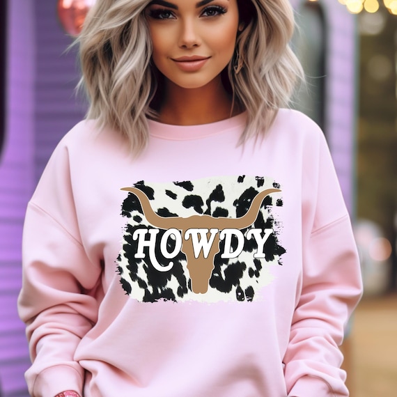 Western Cowgirl Howdy Shirt: Country Chic Cow Print Retro Tee for Ranch Lovers