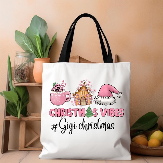 Christmas Gigi Tote Bag Holiday Tote Bags, Holiday Gift Bags Merry Christmas  Tote Bag, Xmas Gift Tote Bag Gift For Her, Santa Tote Bag Eco
