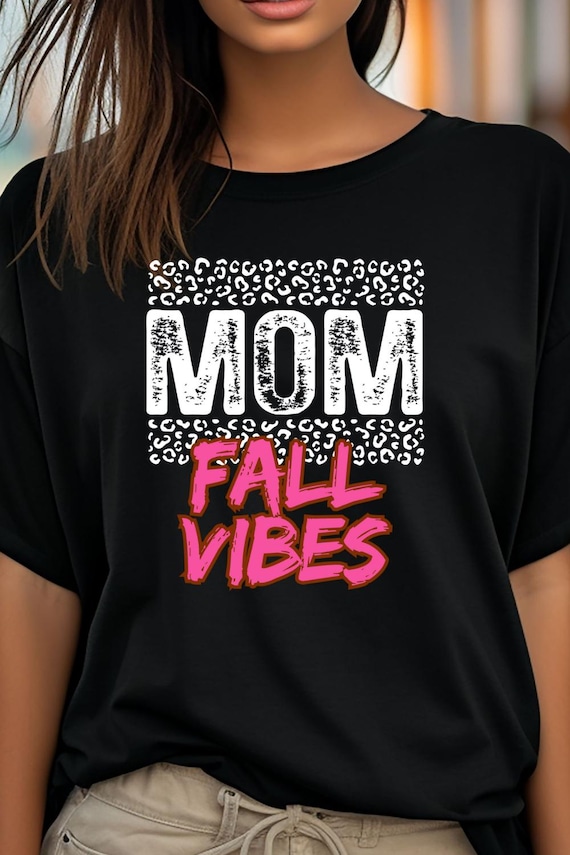 Mom Distressed Leopard Fall Vibe Tee, Gift for Leopard Lovers T-Shirt, Mom Leopard Print Shirt Fall Leopard Tee, Leopard Mom Tee