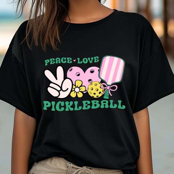 Peace Love Pickleball Girly Pickleball Tee,Love Pickleball T-Shirt Gift For Pickleball,Pickleball Lover Pickleball Coach, Funny Gift For Mom
