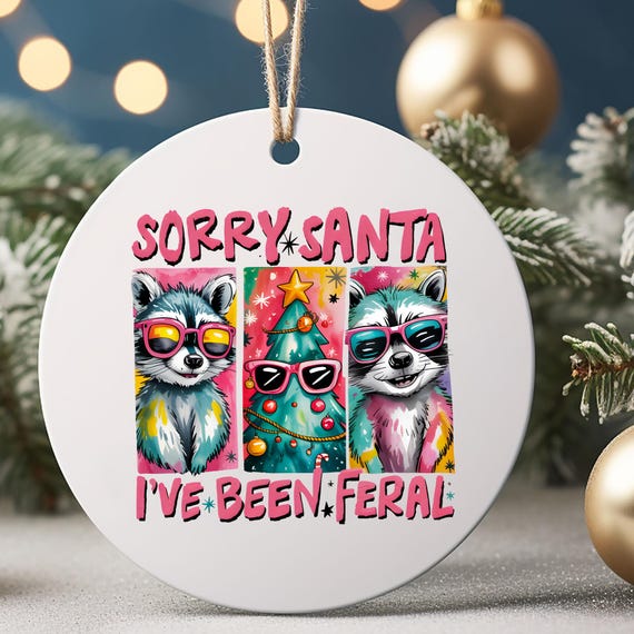 Funny Raccoon Christmas Ornament, Raccoon Lover Gift,  Rustic Home Decor