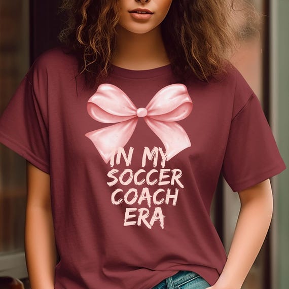 Pink bow Soccer Coach Gift Tee, Soccer Coach Shirt, Soccer Coach Era Clothing, Coach Appreciation Present, Soccer Coach Thank You Tee
