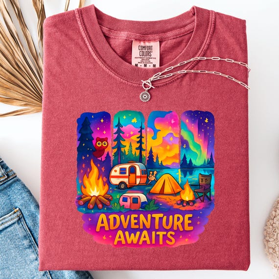 Retro Camping Life T-Shirt, Comfort Color Family Trip Tee, Gift for Vacation, Family Garment-Dyed Top