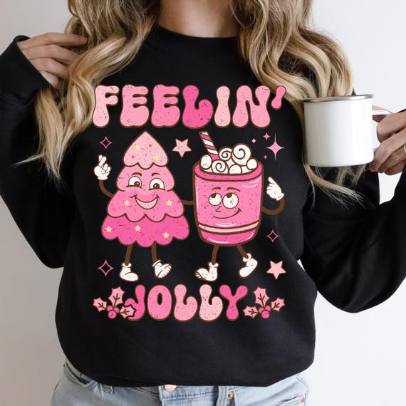 Pink Christmas Cheer Shirt: Retro Holiday sweatshirt