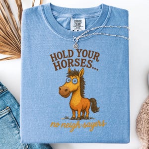 Horse Lover Shirt, Funny Tee for Equestrian Fans, Gift for Riders, Hold Your Horses T-Shirt, No Neigh-Sayers Tee for Horse Lovers