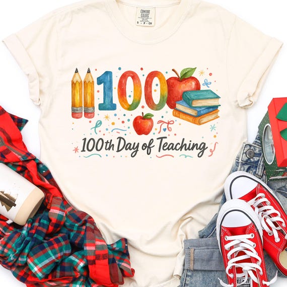 100th Day of School Teacher T-Shirt, Educator Gift