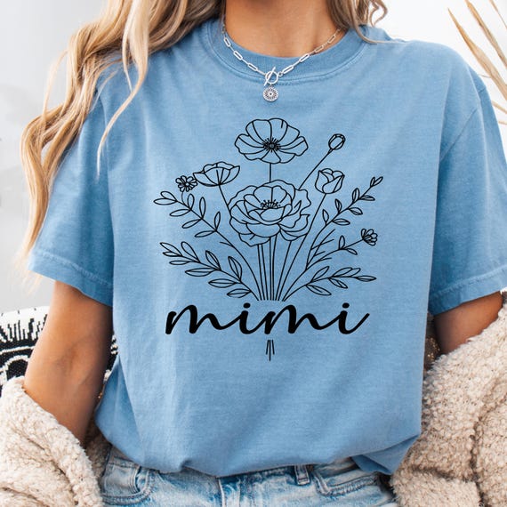 Mimi Minimal Wildflower Comfort Colors Birthday Tee Gift for Mimi Tshirt, Sweet simple and full of natural charm for every beloved Mimi.