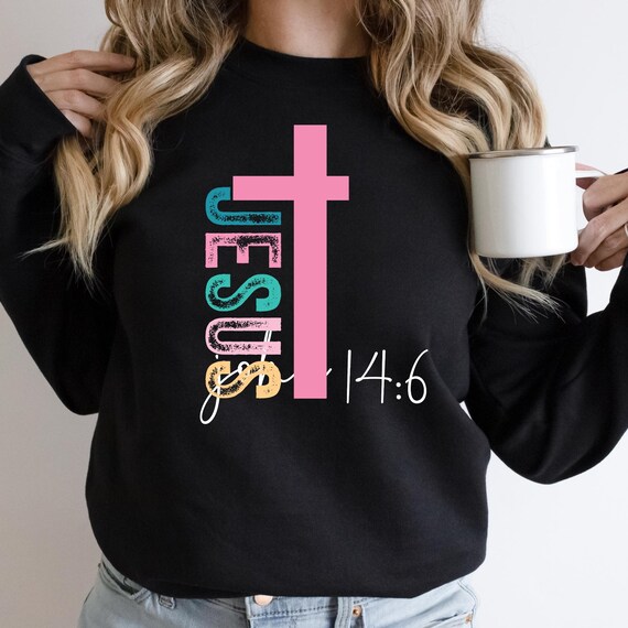 Jesus Themed Sweatshirt  Religious Blessed Sweater,  Christian Mom Gift  Coquette Faith Apparel,  Everyday Church Jumper Comfy Wear