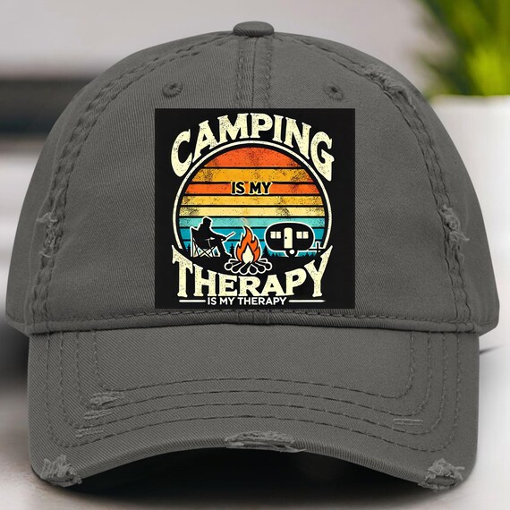 Distressed Camping Hat, Unisex Outdoor Adventure Cap, Gift for Camping Enthusiasts, Hiking Lover Hat Nature Explorer Headwear