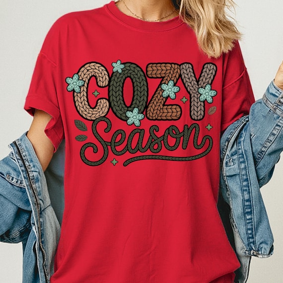 Faux Yarn Cozy Season Shirt, Winter Tee for Cozy Lovers Gift