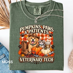 Camiseta para perros y gatos, 100 % algodón grueso, estampado veterinario de otoño.