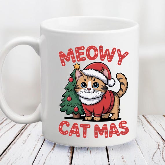 Festive Cat Christmas Mug: Holiday Cat Lover Gift