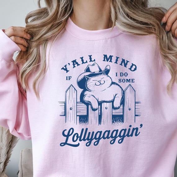 Funny Western Cat Sweatshirt, Cat Lover Crewneck Sweatshirt, Western Cat Outfit Sweater, Funny Sweatshirt Cat Gift, Cat Mom Apparel