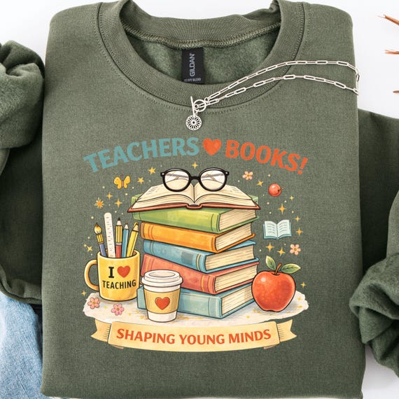 Retro Book Stack Teacher Shirt, Teaching sweatshirt for Educators Book Lover Gift