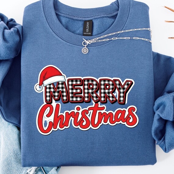 Checkered Santa Christmas Sweatshirt: Cozy Holiday Crewneck