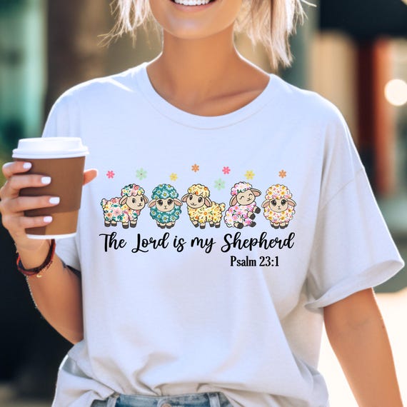 Religious Sheep Tee, Colorful Sheep Tshirt Gift for Sheep Lover, Sheep Lover Jersey Shirt, Christian Graphic Tee, Sheep Print Shirt