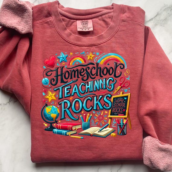 90's Style Homeschool Rocks Sweatshirt, Retro Comfort Color Design for Homeschool Moms, Perfect Gift for Homeschooling Moms and Teachers
