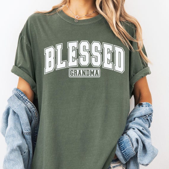 Blessed Grandma University T-shirt, Gift for Grandma Tee, Comfort Color Shirt with Retro Style, Garment-Dyed Grandma Gift Shirt