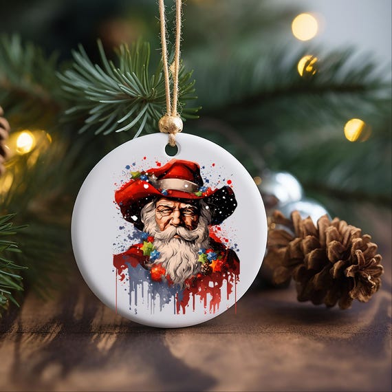 Santa Cowboy Ornament, Cowboy Christmas, Western Christmas,Western Ornaments,Vintage Christmas, Holiday Decor,Country Christmas,Western gift