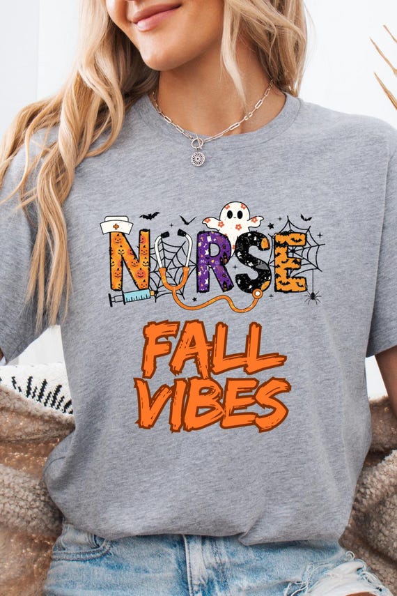 Nurse Vibes Tee Halloween Fall Nurse Gift,RN T-shirt Autumn Graphic Top, Fall Vibe Nurse tshirt