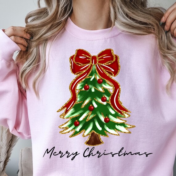 Brushstroke Christmas Tree Sweatshirt: Coquette Holiday Crewneck