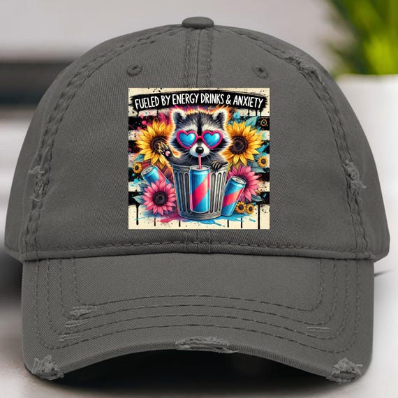 Funny Racoon Hat Gift for Dad, Fathers Day Distressed Cap Birthday Gift, Funny Racoon Unisex Hat for gift