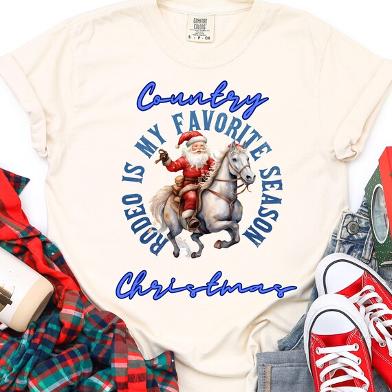 Country Christmas Shirt for Rodeo Lovers, Santa Cowboy Tee,  Western Christmas Gift