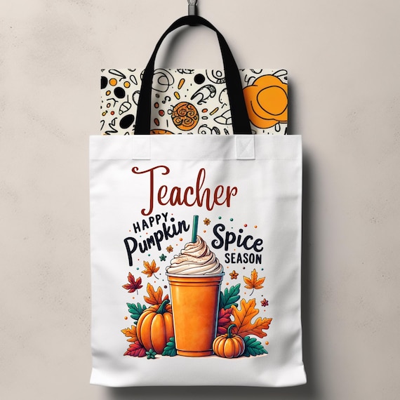 Teacher Fall Bag Pumpkin Tote Bag,Fall Teacher Tote Halloween Tote Bag,Trick Or Treat Bag Autumn Tote Bag,Gift For Teacher Fall Teacher Gift