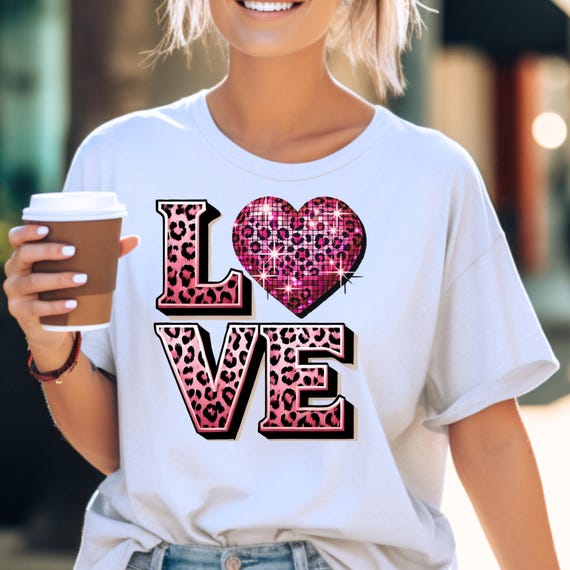 Leopard Love Valentine Heart Tee, Gift for Leopard Print Lovers, Valentine Shirt, Unisex Tee, Short Sleeve T-Shirt, Valentine's Day Gift