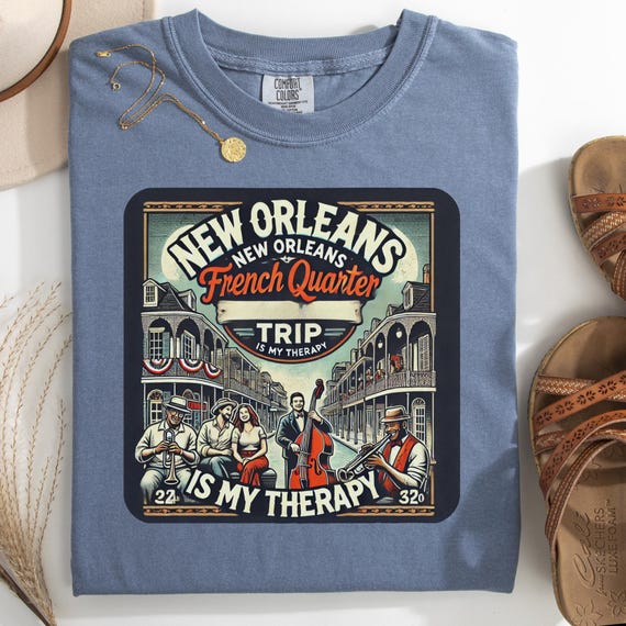 New Orleans Trip Comfort Colors Tee, Gift for NOLA Lover T-Shirt Retro Unisex Top, Vacation Graphic Tee New Orleans Travel Shirt