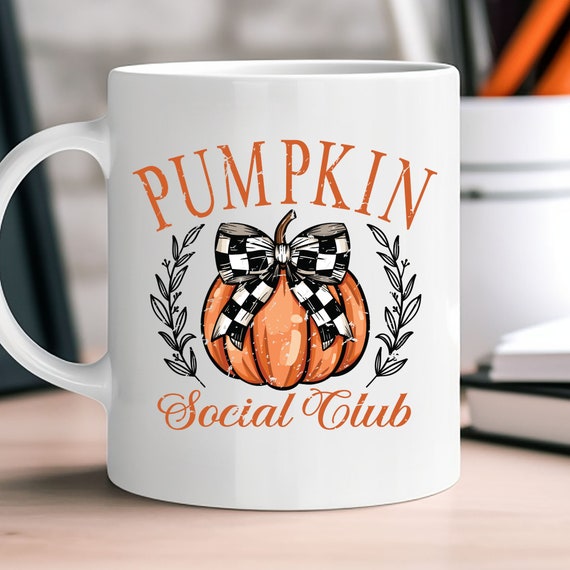Fall Social Club Mug Halloween Coffee Mug, Halloween Pumpkins Spooky Season Mug, Halloween Girly Mug Pumpkin Spice Mug, Cute Halloween Mug